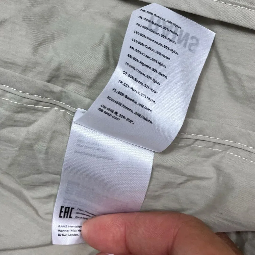 Rains‎ Jacket Men’s XL Cement Full Zip Collar 18690 Woven Athletic Shirt Pockets